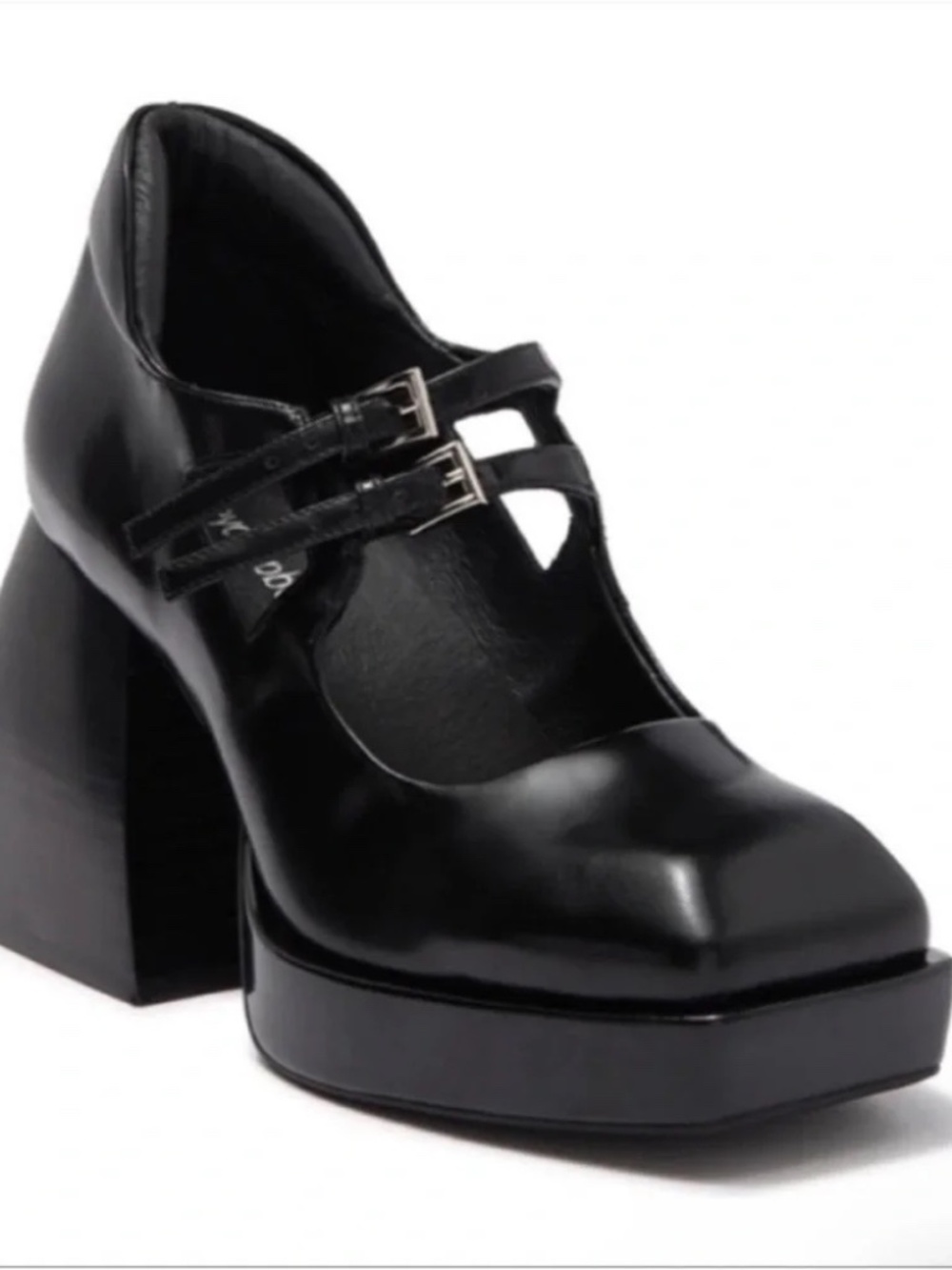 Jeffrey Campbell Corgi black double strap Mary Jane platform heels